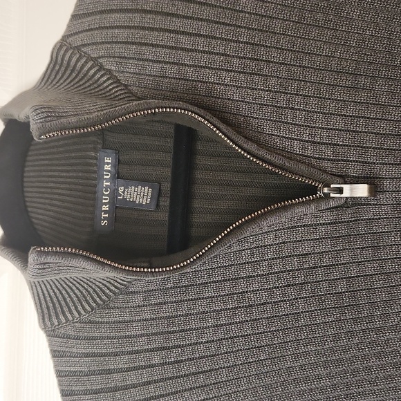 Structure Men's Gray Pullover Half Zip Mock Neck Cotton Sweater Size LG - Picture 7 of 11